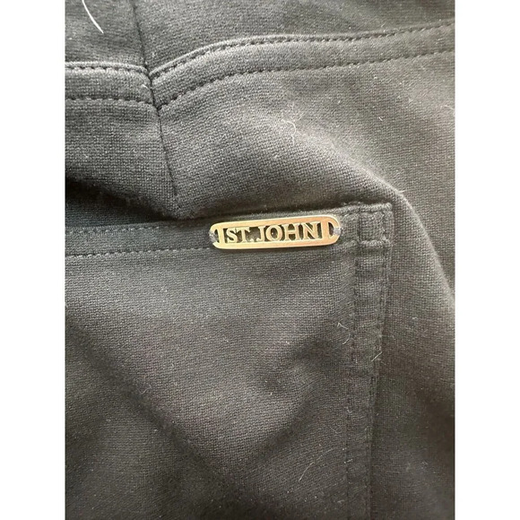 ST. JOHN Women’s Sz 10 Black Pants Straight  Dress Slacks Gold Hardware Stretch - Picture 4 of 4